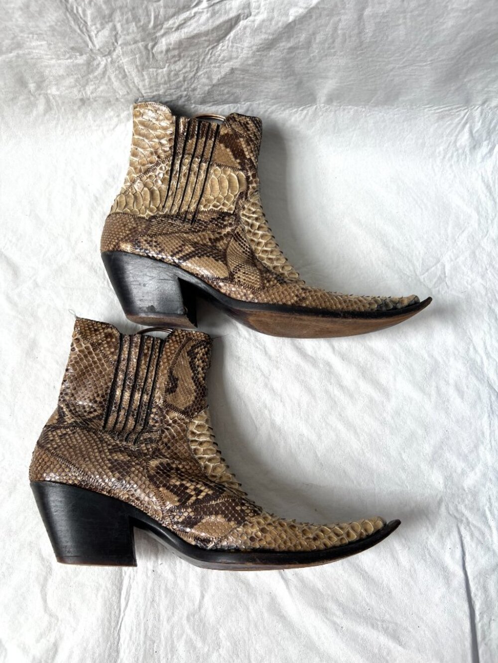 Gray Mer Snakeskin western boots EU 40 womens 10 boa leather pointed toe booties - Picture 7 of 14
